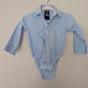 Izod Blue Gingham Baby Bodysuit Collared Shirt Toddler 18 Months
